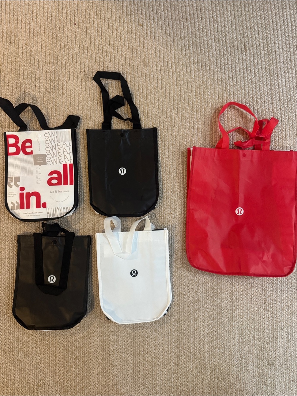 lululemon athletica Red and Black Tote Bag Set with White Accent
